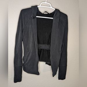 Athleta Tied Hooded Open Sweatshirt Size XS Dark Grey/Black